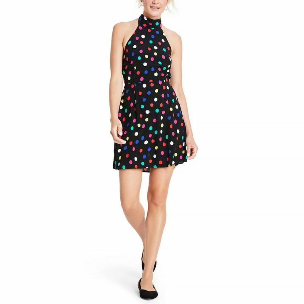 RIXO & Target Collab Multicolored Polka Dot Halter Sleevless Dress Size Medium